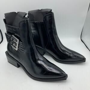 Wild Fable Giovanna Buckle Western Ankle Boots with Memory Foam Insole Black 8